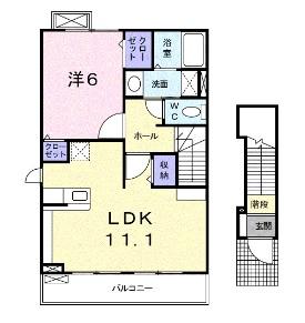 茱萸木の完工年月(2010年8月)築の賃貸アパートの間取り