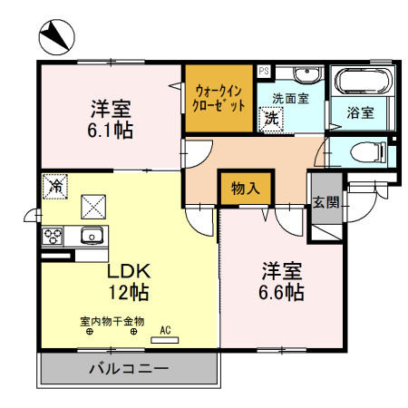 津々山台の完工年月(2015年4月)築の賃貸アパートの間取り
