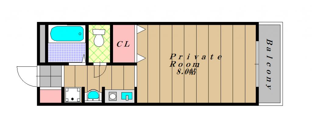 狭山の完工年月(1996年4月)築の賃貸マンションの間取り