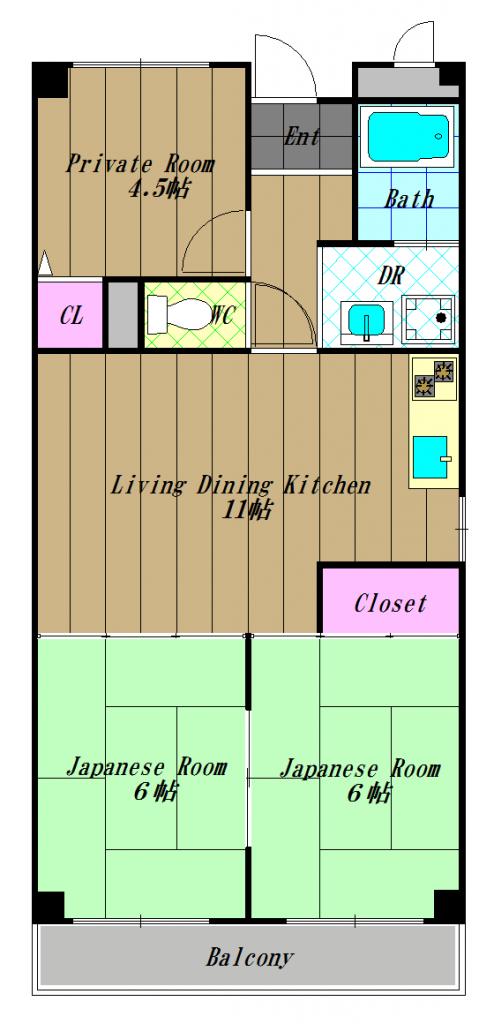 ドミール仲谷2号館の間取り