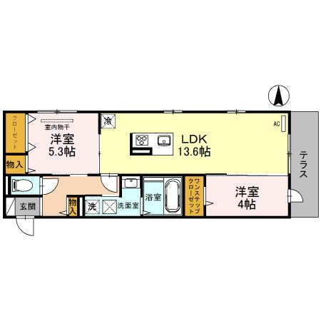 北余部西の完工年月(2017年1月)築の賃貸アパートの間取り