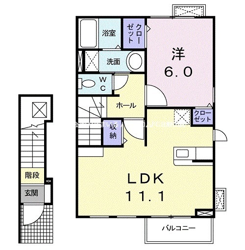 日置荘西町の完工年月(2011年3月)築の賃貸アパートの間取り