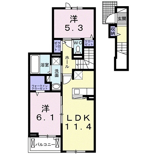 東八田の完工年月(2021年9月)築の賃貸アパートの間取り