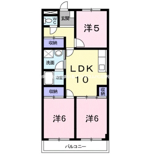 中片添町の完工年月(1995年5月)築の賃貸マンションの間取り