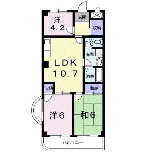 中片添町の完工年月(1998年3月)築の賃貸マンションの間取り