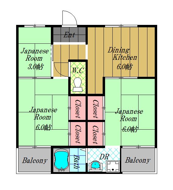 ビレッジハウス加賀田1号棟の間取り