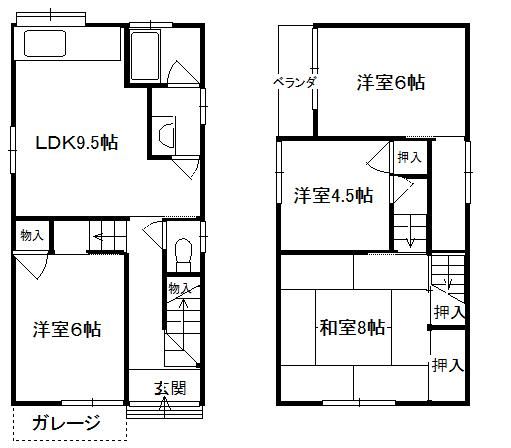 枚方市磯島元町 貸家の間取り