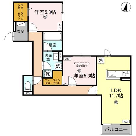 (仮称)D-ROOM枚方市上之町PJの間取り
