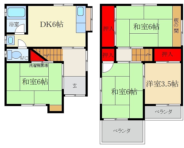 枚方市池之宮2丁目 貸家の間取り