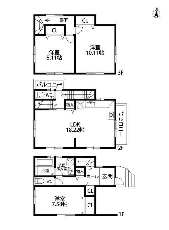 甲斐田東町25-23貸家の間取り