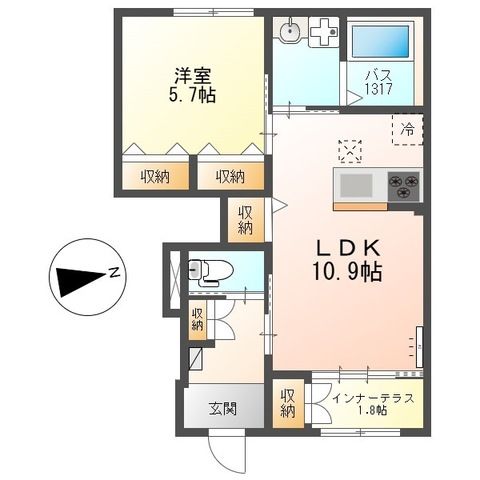 片鉾本町A棟新築アパートの間取り