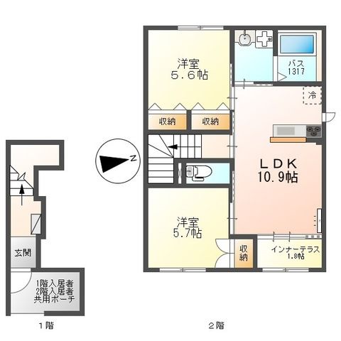 片鉾本町A棟新築アパートの間取り