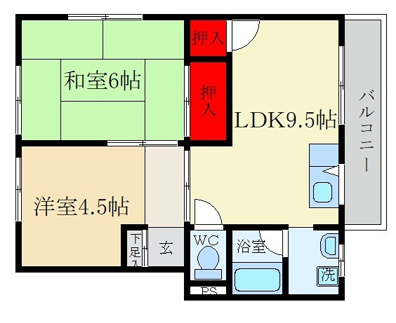 河合ハイツ(池之宮)の間取り