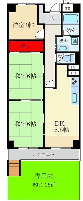 枚方ハイツ第8号棟の間取り