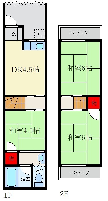 枚方市船橋本町2丁目 貸家の間取り
