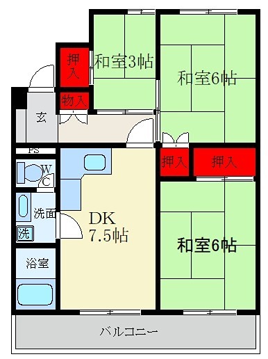 枚方ハイツ 3号棟の間取り