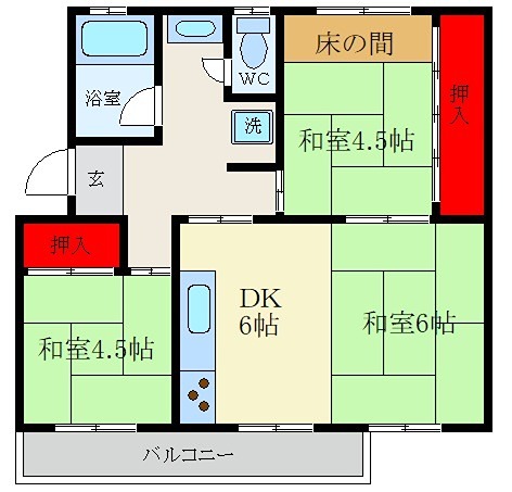 中宮第四住宅 68号棟の間取り