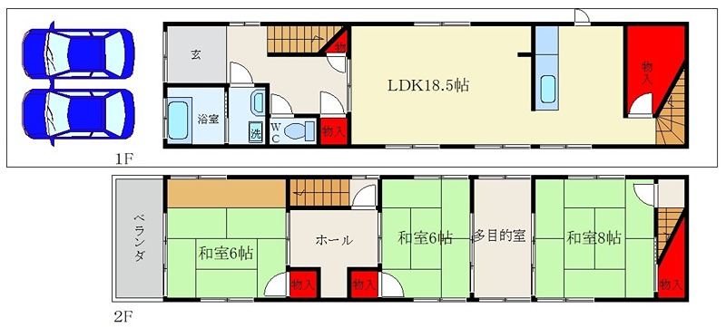 貸家 枚方市香里園町の間取り