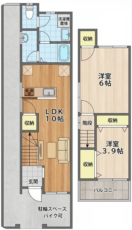 枚方市松丘町31-8 テラス1号(北側)の間取り