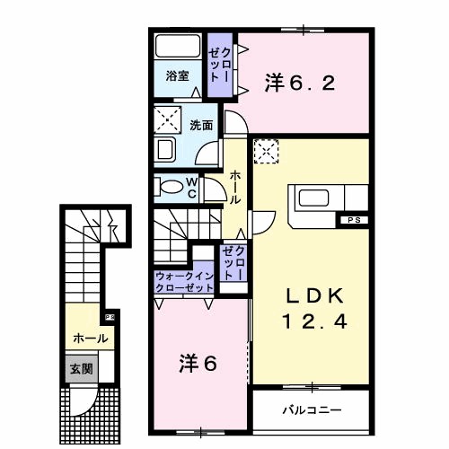 メルシー ボンジョルネ A棟の間取り