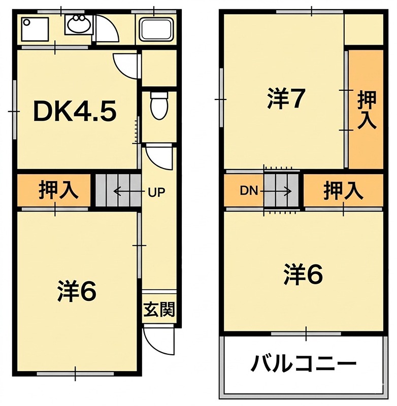 藤阪元町1丁目貸家の間取り