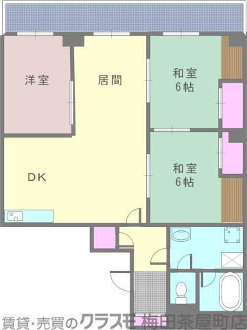 江の木町の完工年月(1974年8月)築の賃貸マンションの間取り