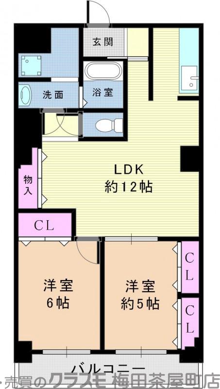 江坂町の完工年月(1977年3月)築の賃貸マンションの間取り