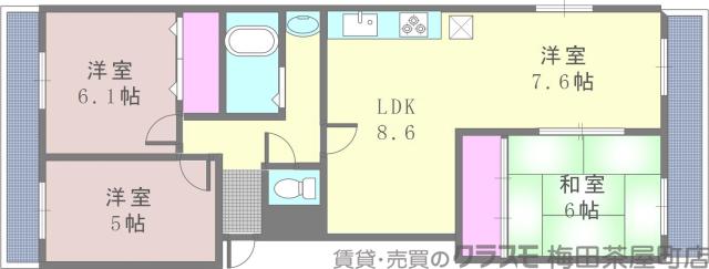 江の木町の完工年月(1982年4月)築の賃貸マンションの間取り