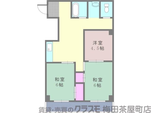 江の木町の完工年月(1976年10月)築の賃貸マンションの間取り