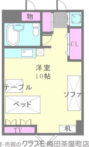 江坂町の完工年月(1986年6月)築の賃貸マンションの間取り