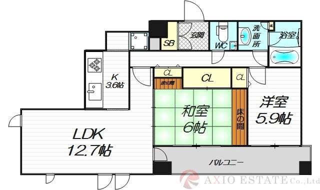 宮原の完工年月(1990年3月)築の賃貸マンションの間取り