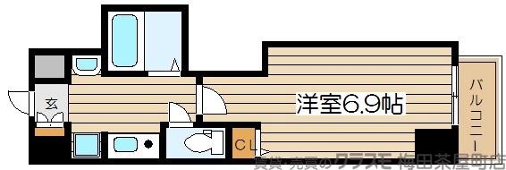 西天満の完工年月(2009年3月)築の賃貸マンションの間取り