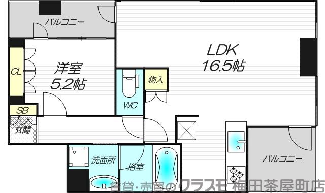 ジオグランデ梅田茶屋町レジデンスの間取り