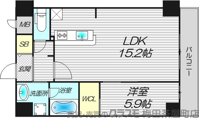 西天満の完工年月(2014年8月)築の賃貸マンションの間取り