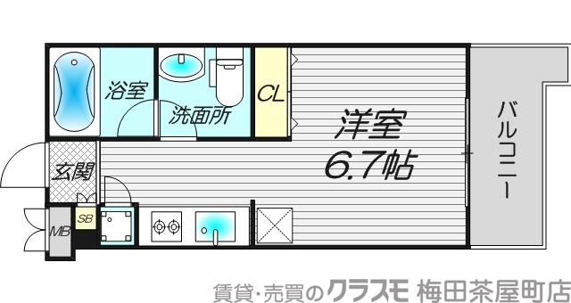 西天満の完工年月（2014年7月）築の賃貸マンションの間取り