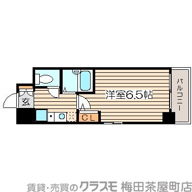 天満の完工年月(2000年7月)築の賃貸マンションの間取り