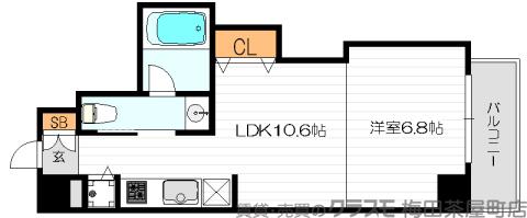 天満の完工年月(2008年11月)築の賃貸マンションの間取り