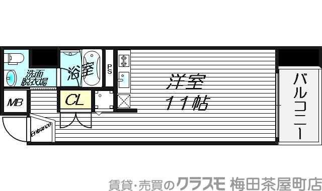 天満の完工年月(2008年11月)築の賃貸マンションの間取り