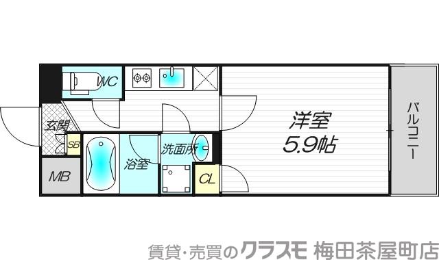西天満の完工年月(2016年11月)築の賃貸マンションの間取り