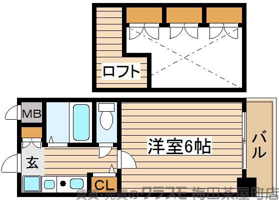 エステムコート梅田茶屋町デュアルスペースの間取り