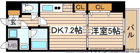ONEROOFFLATFUKUSHIMAの間取り
