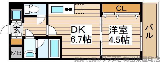 ONEROOFFLATFUKUSHIMAの間取り