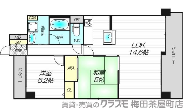 エスリード天満橋の間取り