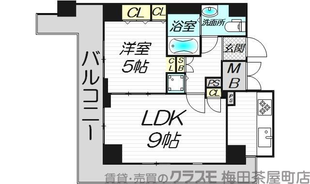 西天満の完工年月（2003年7月）築の賃貸マンションの間取り