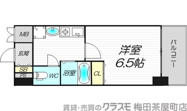 西天満の完工年月（2003年7月）築の賃貸マンションの間取り