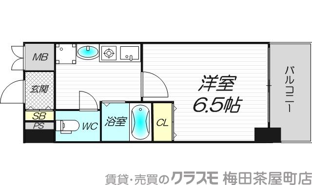西天満の完工年月（2003年7月）築の賃貸マンションの間取り