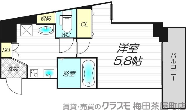 西天満の完工年月（2003年7月）築の賃貸マンションの間取り