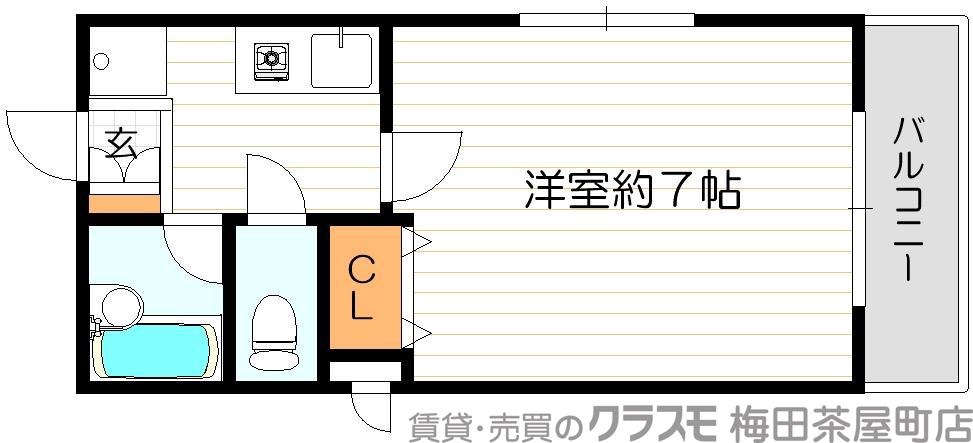 天満橋の完工年月(1996年3月)築の賃貸マンションの間取り