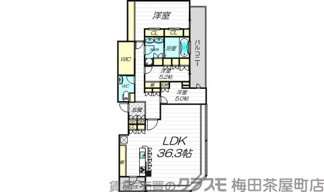 江戸堀の完工年月（2008年10月）築の賃貸マンションの間取り