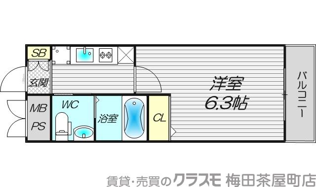 扇町の完工年月（2008年2月）築の賃貸マンションの間取り
